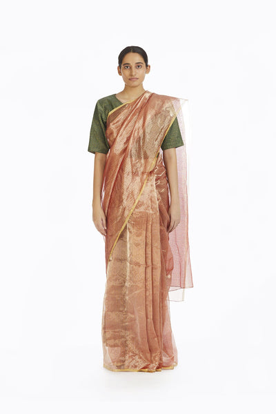 Handwoven Liquid Molten Pink Textured Metallic Saree Fashion Akaaro
