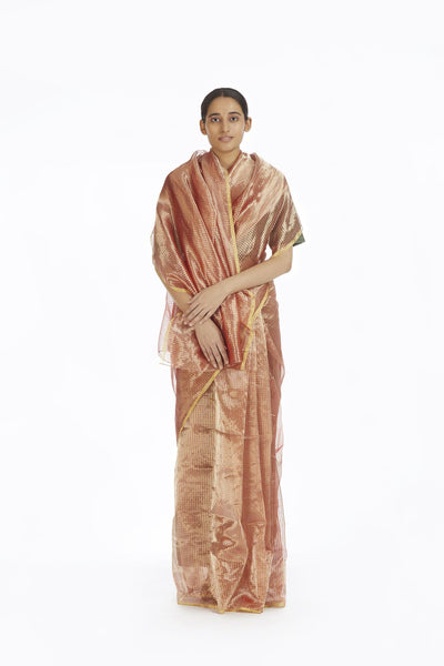 Handwoven Liquid Molten Pink Textured Metallic Saree Fashion Akaaro