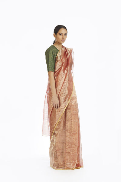 Handwoven Liquid Molten Pink Textured Metallic Saree Fashion Akaaro