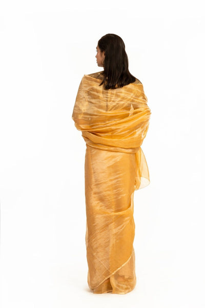 Handwoven Liquid Molten Yellow Caramel Saree Fashion Akaaro