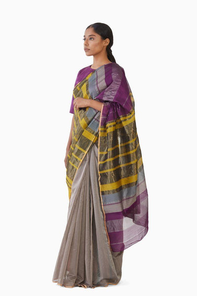 Handwoven Magenta Yellow Engineered Saree Fashion Akaaro