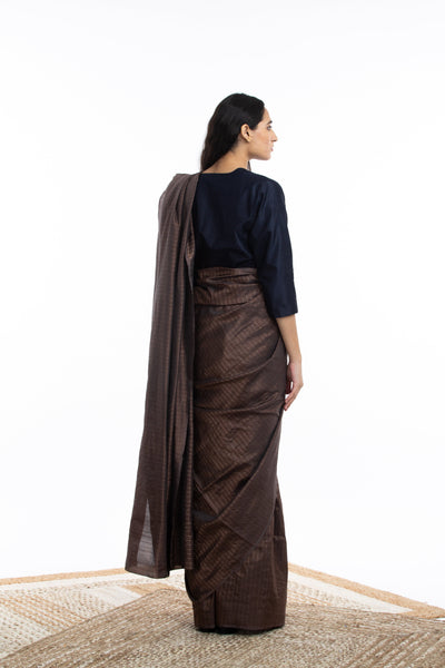 Handwoven Maroon Zari Striped Silk Saree Fashion Akaaro