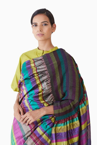 Handwoven Multi Colored Kinji Palla Saree Fashion Akaaro