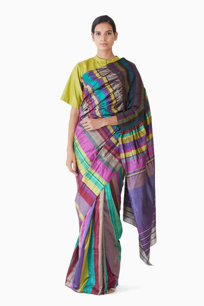 Handwoven Multi Colored Kinji Palla Saree Fashion Akaaro