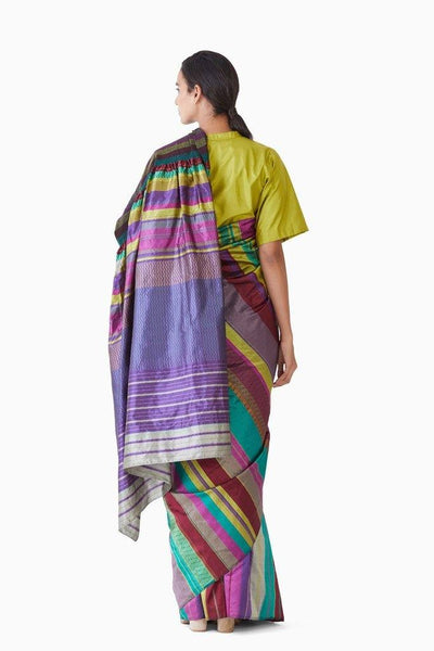 Handwoven Multi Colored Kinji Palla Saree Fashion Akaaro