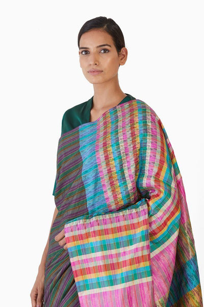 Handwoven Multicolored Block Engineered Saree Fashion Akaaro