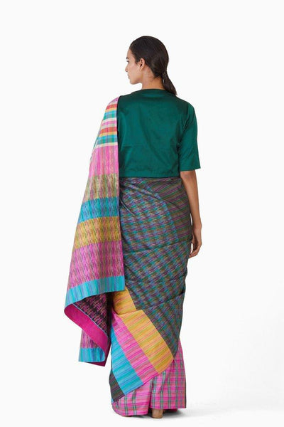 Handwoven Multicolored Block Engineered Saree Fashion Akaaro