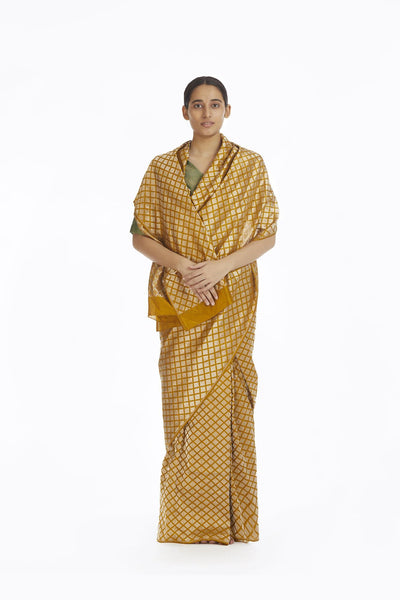 Handwoven Mustard Silk Brocade Saree Fashion Akaaro 