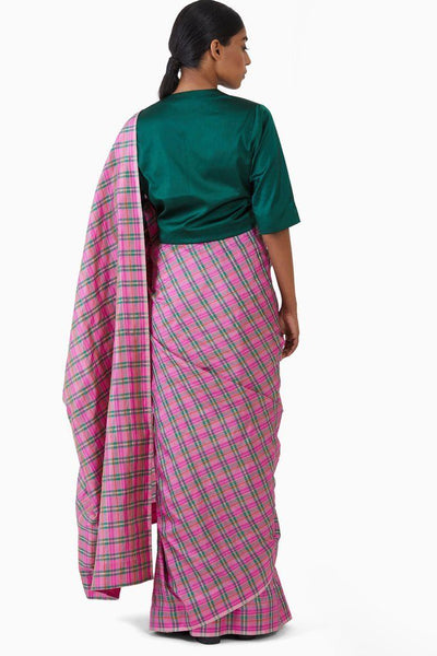 Handwoven Pink Green Striped Silk Saree Fashion Akaaro 