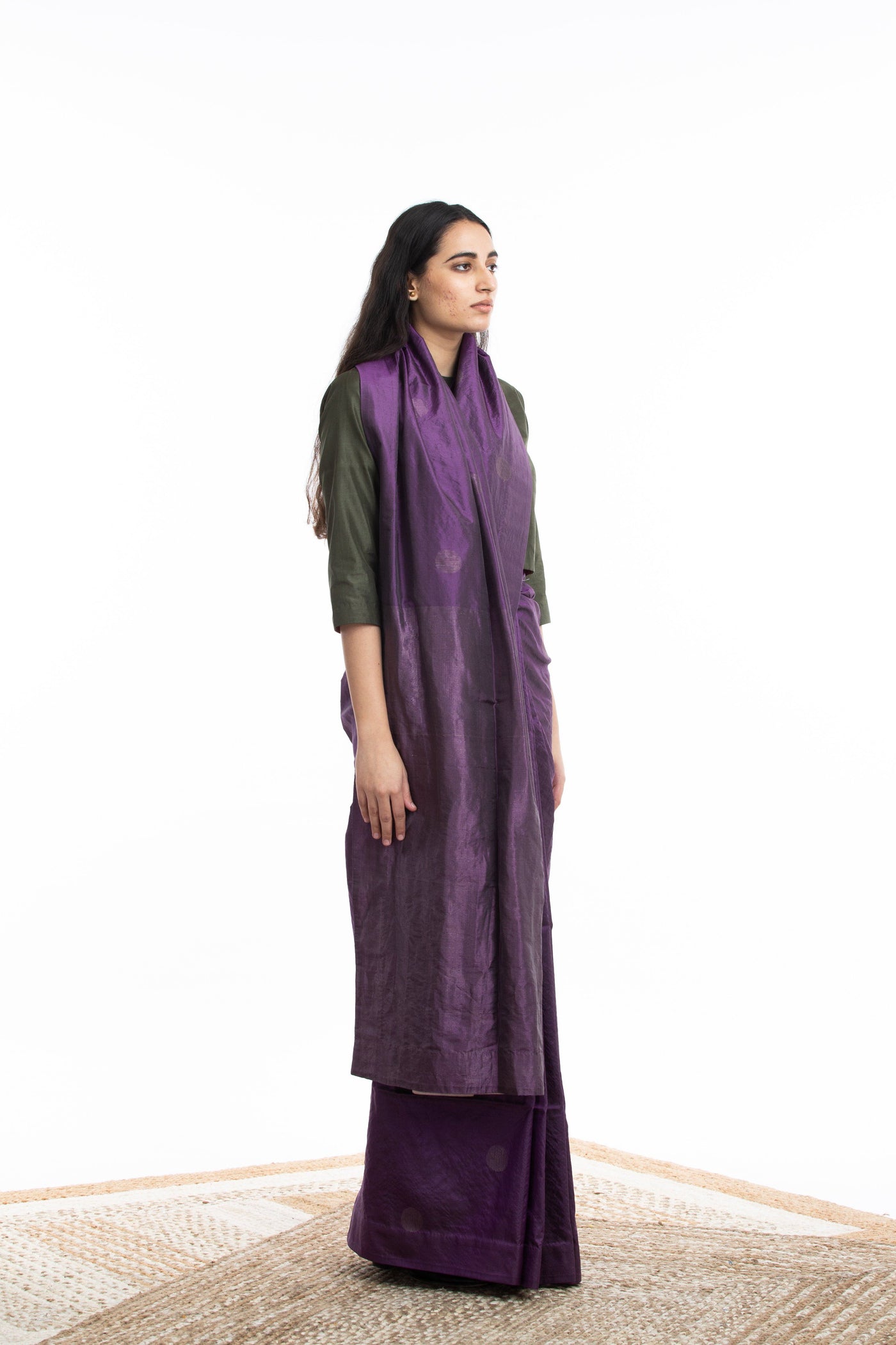 Handwoven Purple Circle Silk Saree Fashion Akaaro
