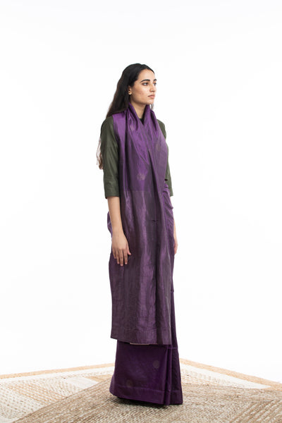 Handwoven Purple Circle Silk Saree Fashion Akaaro