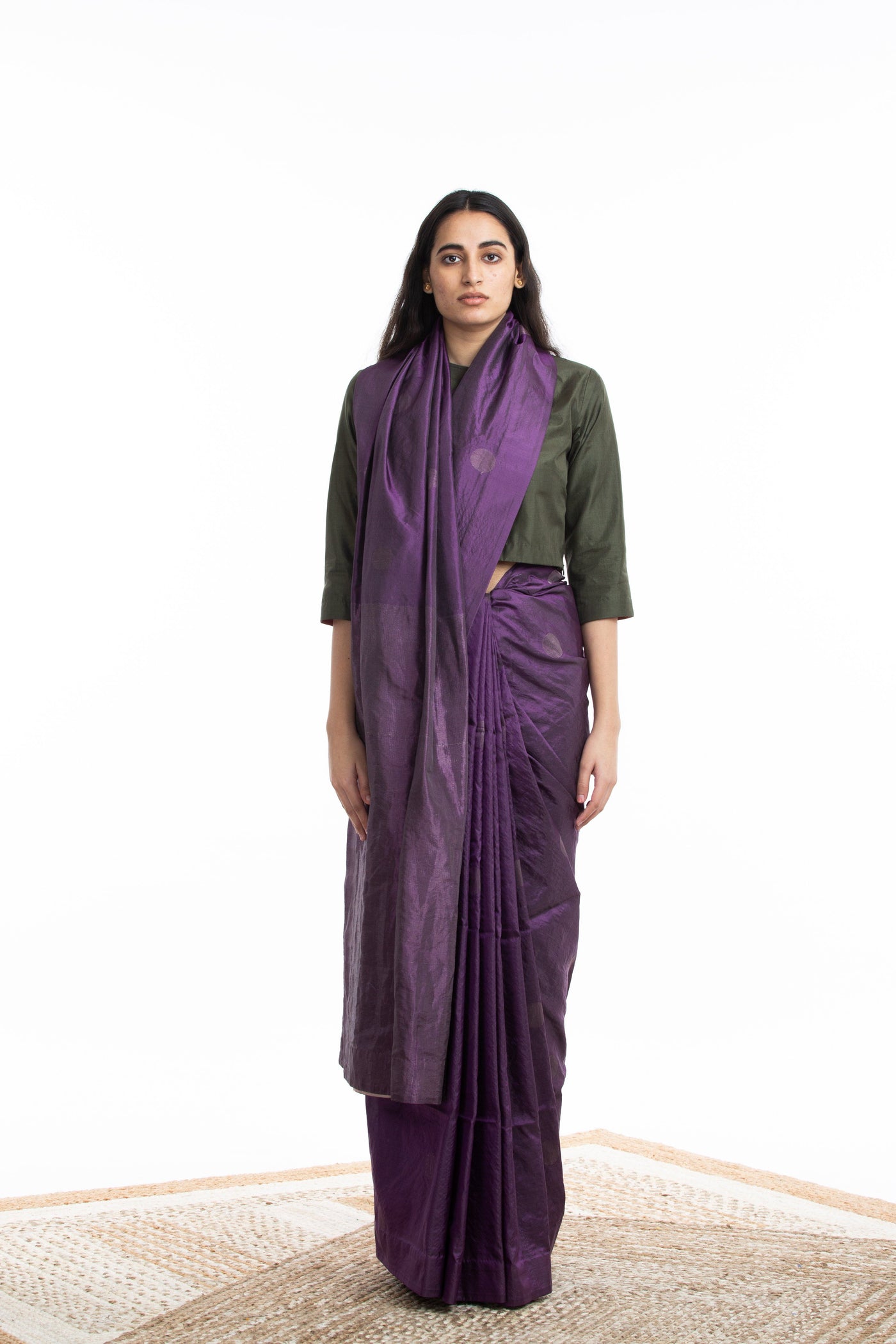 Handwoven Purple Circle Silk Saree Fashion Akaaro