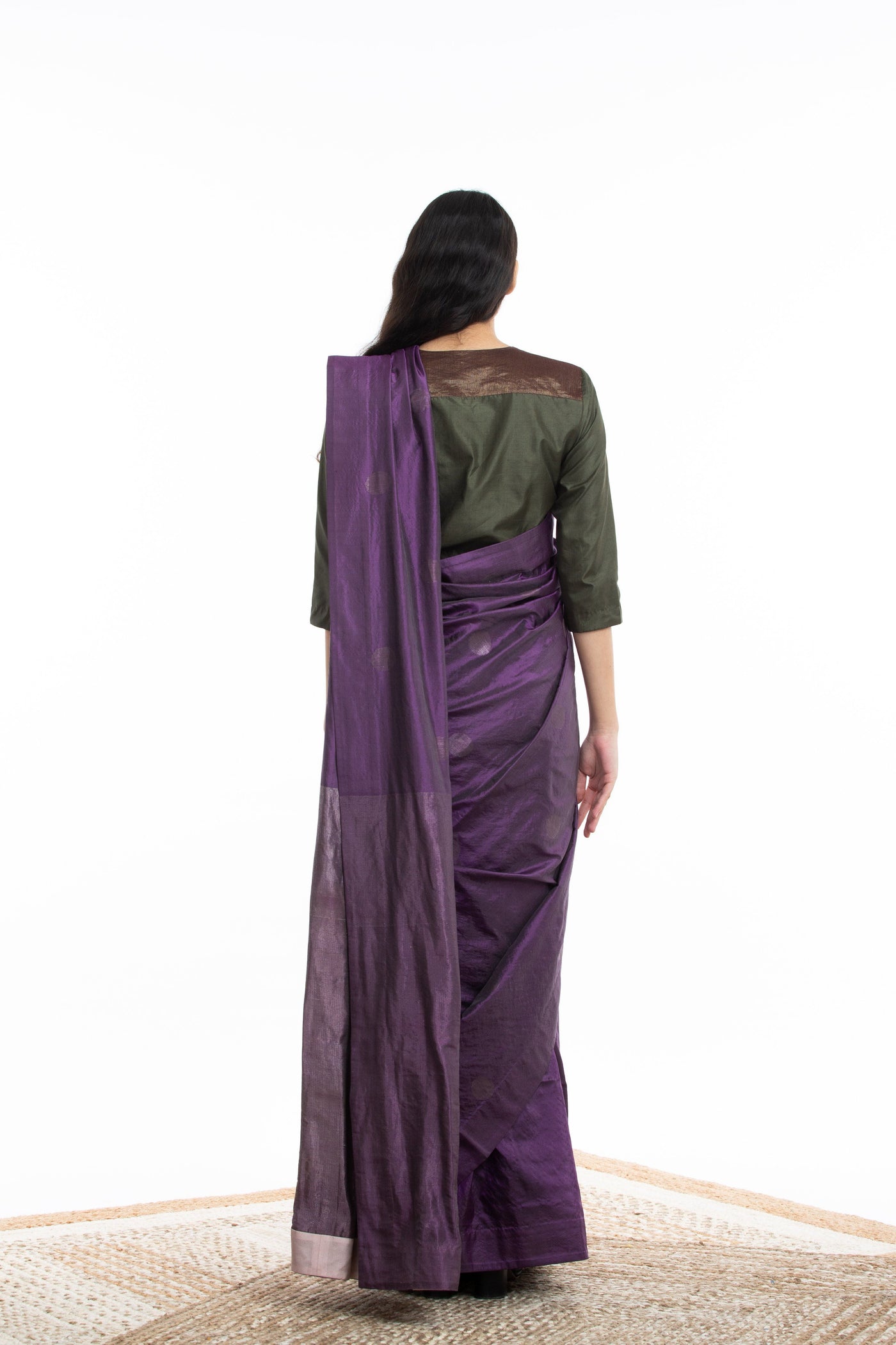 Handwoven Purple Circle Silk Saree Fashion Akaaro