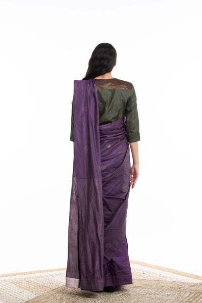 Handwoven Purple Circle Silk Saree Fashion Akaaro
