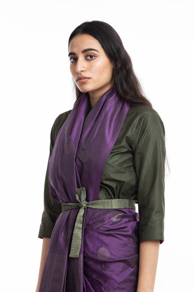 Handwoven Purple Circle Silk Saree Fashion Akaaro
