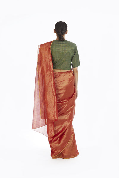 Handwoven Red Chevron Saree Fashion Akaaro
