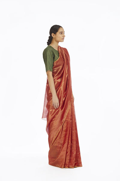 Handwoven Red Chevron Saree Fashion Akaaro