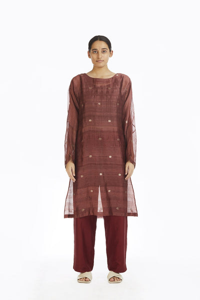 Handwoven Red Jamdani Shift Dress Fashion Akaaro