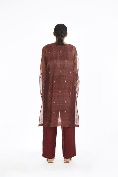 Handwoven Red Jamdani Shift Dress Fashion Akaaro