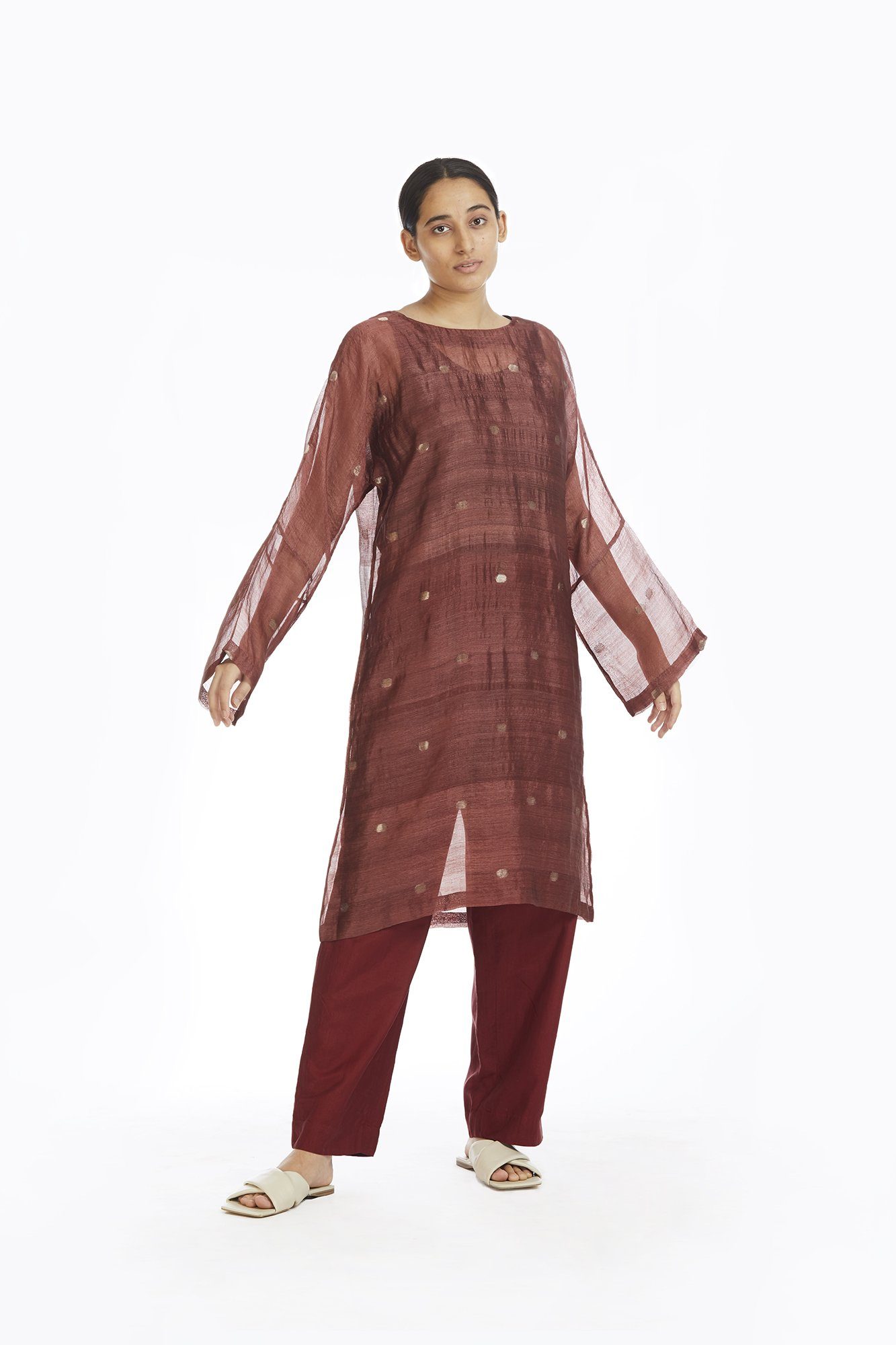 Handwoven Red Jamdani Shift Dress Fashion Akaaro