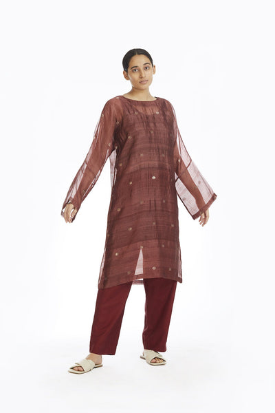Handwoven Red Jamdani Shift Dress Fashion Akaaro