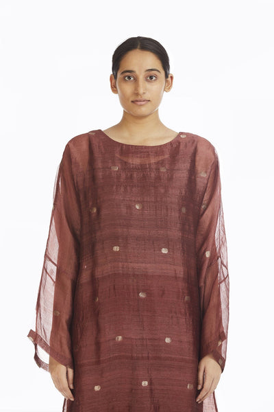 Handwoven Red Jamdani Shift Dress Fashion Akaaro