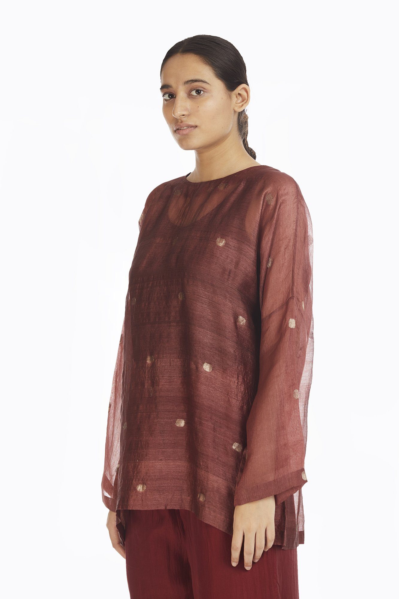 Handwoven Red Jamdani Top Fashion Akaaro