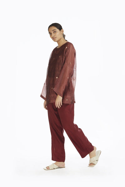 Handwoven Red Jamdani Top Fashion Akaaro