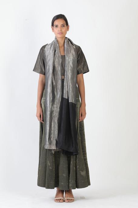 Handwoven Silver Black Metallic Dupatta Fashion Akaaro
