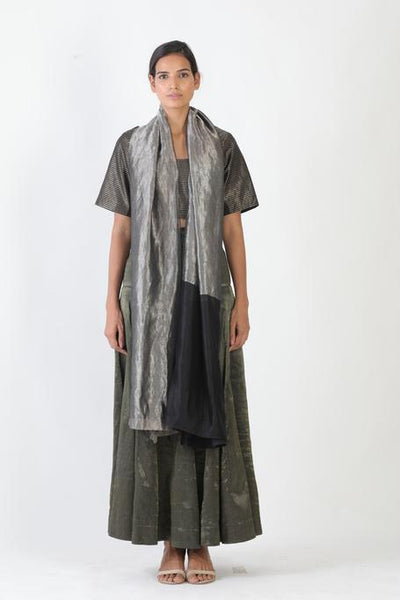 Handwoven Silver Black Metallic Dupatta Fashion Akaaro