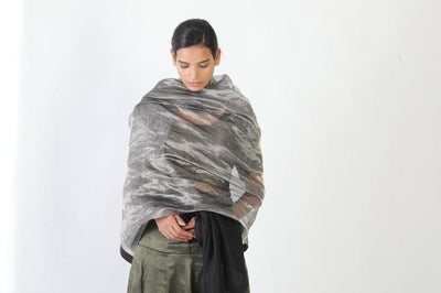 Handwoven Silver Black Metallic Dupatta Fashion Akaaro