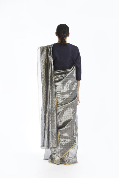 Handwoven Silver Longline Metallic Saree Fashion Akaaro