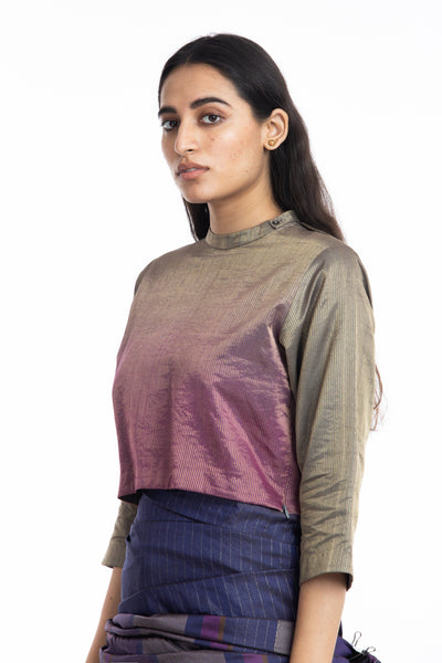 Handwoven Striped Ombre Collared Blouse Fashion Akaaro 