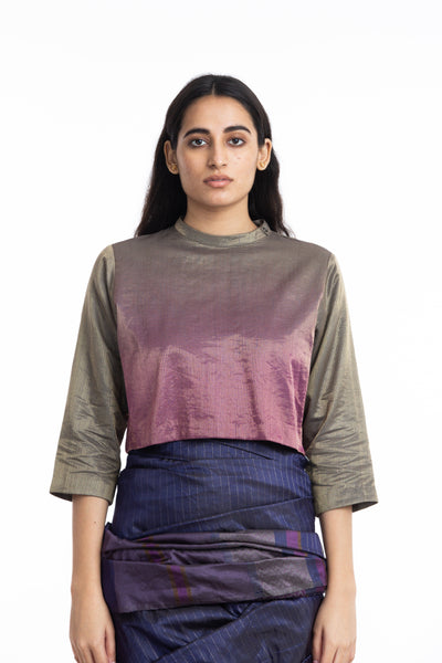 Handwoven Striped Ombre Collared Blouse Fashion Akaaro