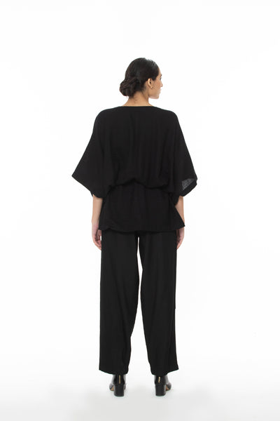 Handwoven V Neck Side Tie Marino Wool Top Fashion Akaaro
