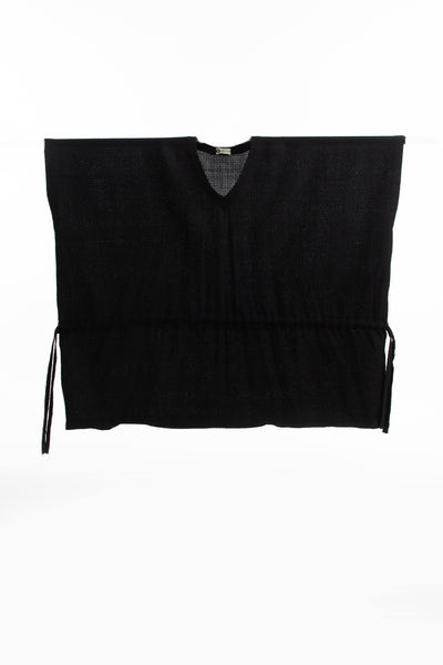 Handwoven V Neck Side Tie Marino Wool Top Fashion Akaaro