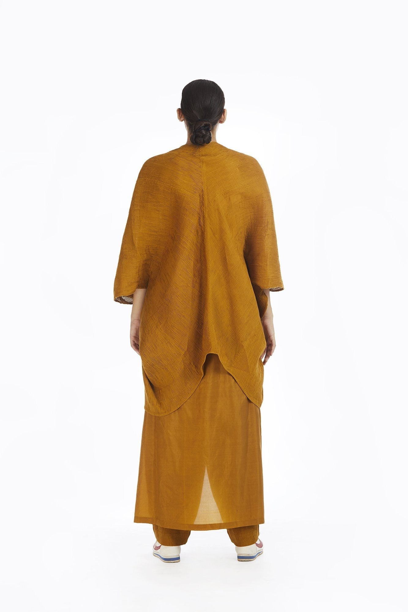 Handwoven Yellow Crinkle Wrap Around Trousers Fashion Akaaro