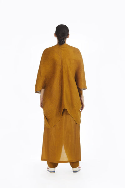 Handwoven Yellow Crinkle Wrap Around Trousers Fashion Akaaro