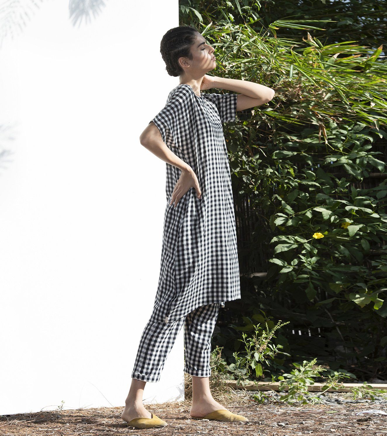 Hellebore Checkered Tunic & Pants Set Fashion Khara Kapas
