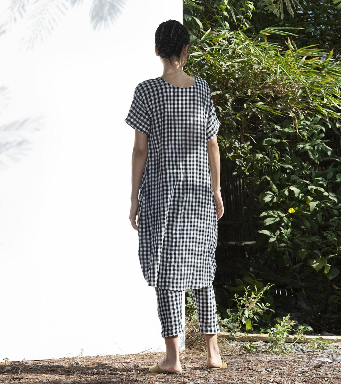 Hellebore Checkered Tunic & Pants Set Fashion Khara Kapas