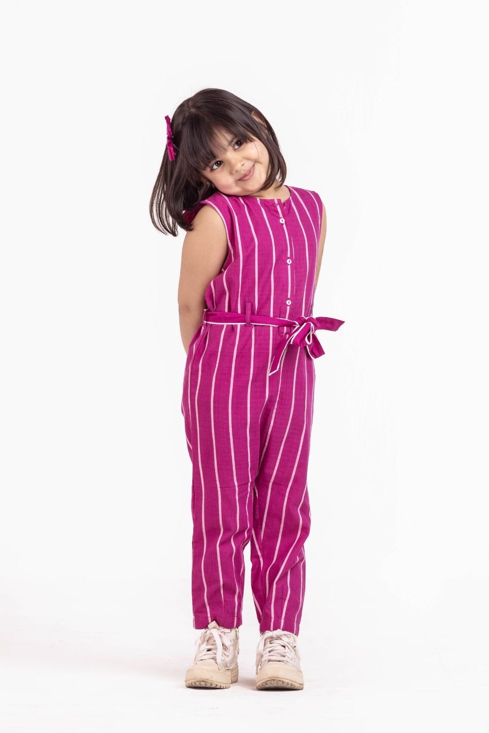 Hot Pink Stripe Jumpsuit Co-ord Kids THREE Kids 