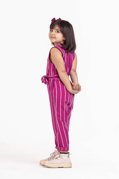 Hot Pink Stripe Jumpsuit Co-ord Kids THREE Kids 