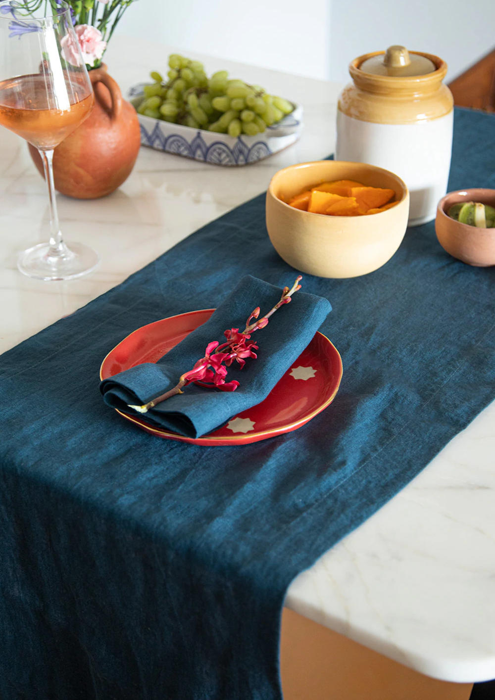 Indigo Linen Table Napkin Home Saphed Home