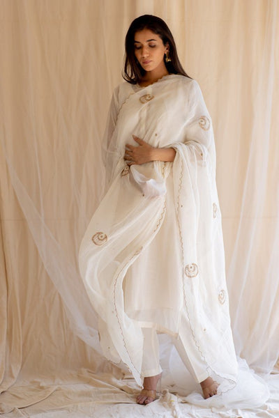 Ivory White Chaand Odhani Fashion Nirjara