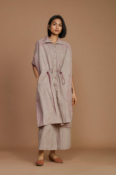 Ivory With Mauve Striped Kaftan Co-Ord Set Fashion Mati