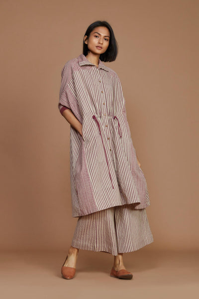 Ivory With Mauve Striped Kaftan Co-Ord Set Fashion Mati