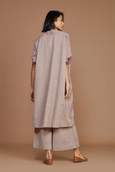 Ivory With Mauve Striped Kaftan Co-Ord Set Fashion Mati