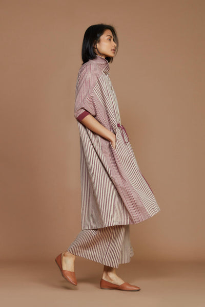 Ivory With Mauve Striped Kaftan Co-Ord Set Fashion Mati