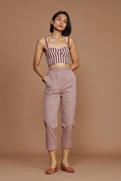 Ivory with Mauve Striped Trench & Corset Co-Ord Set Fashion Mati XS Co-ord Set of 2