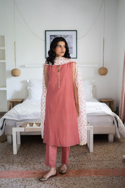 Juanita- Gather Neck Handwoven Cotton Silk Tunic with Hand Block Print Fashion Juanita 